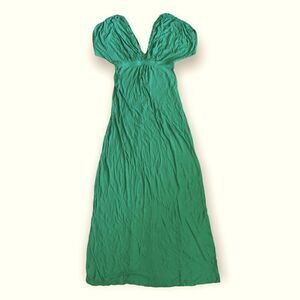 T-Bags Green V-Neck Maxi Dress | Size XS